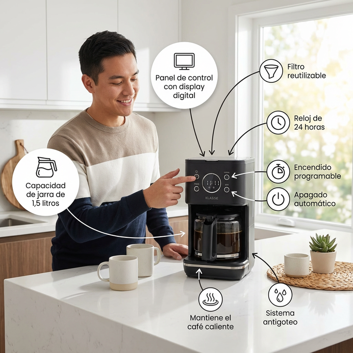 Cafetera de filtro Digital con Timer Klasse (KS6002) - Vista 2