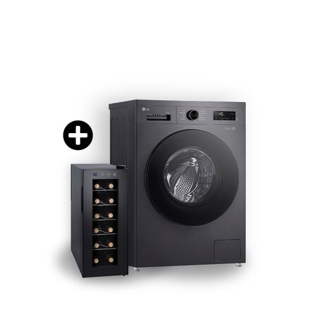 Combo Lavarropas LG Inverter 6,5kg Negro Cava P/12 Botellas