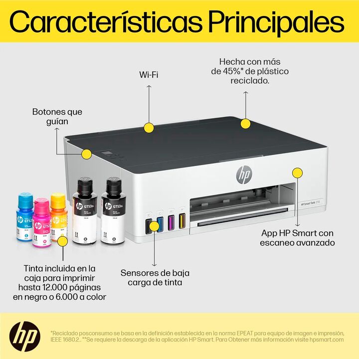 Impresora Hp Smart Tank 210 Sistema Continuo Color Wifi - Vista 7