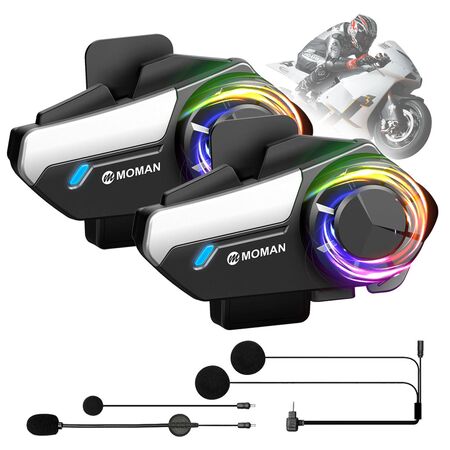 Set x 2 Intercomunicadores Moto Moman H2S 1000m Cancelación Activa IPX6