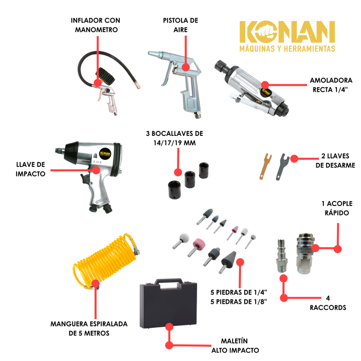 Kit Llave De Impacto Konan + Pulidora + Medidor 27 PCS - Vista 3