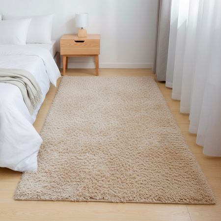 Alfombra Beige 2x2,4 Mts Nórdica Living Gadnic Lavable Súper Soft 