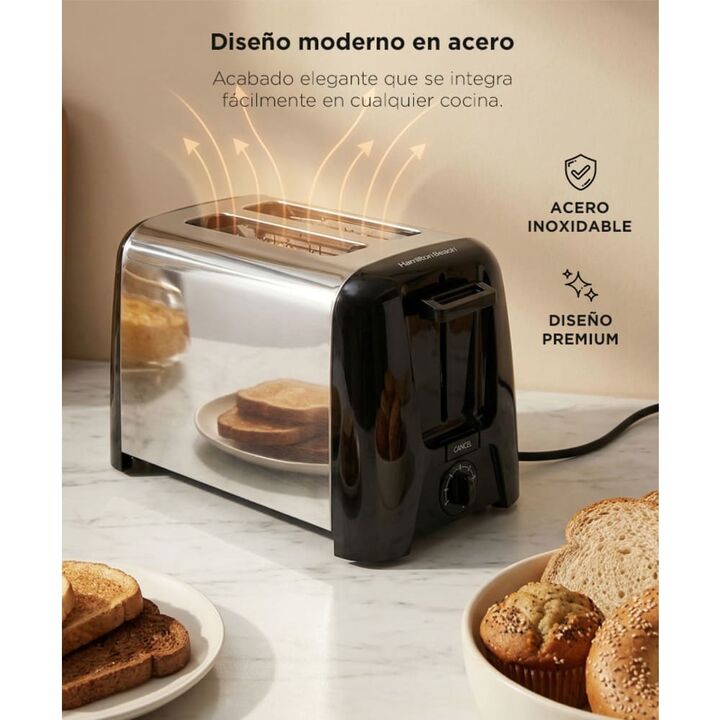 Tostadora Hamilton Beach 22614VAR Acero Inoxidable 2 rodajas 750W 7 niveles - Vista 3