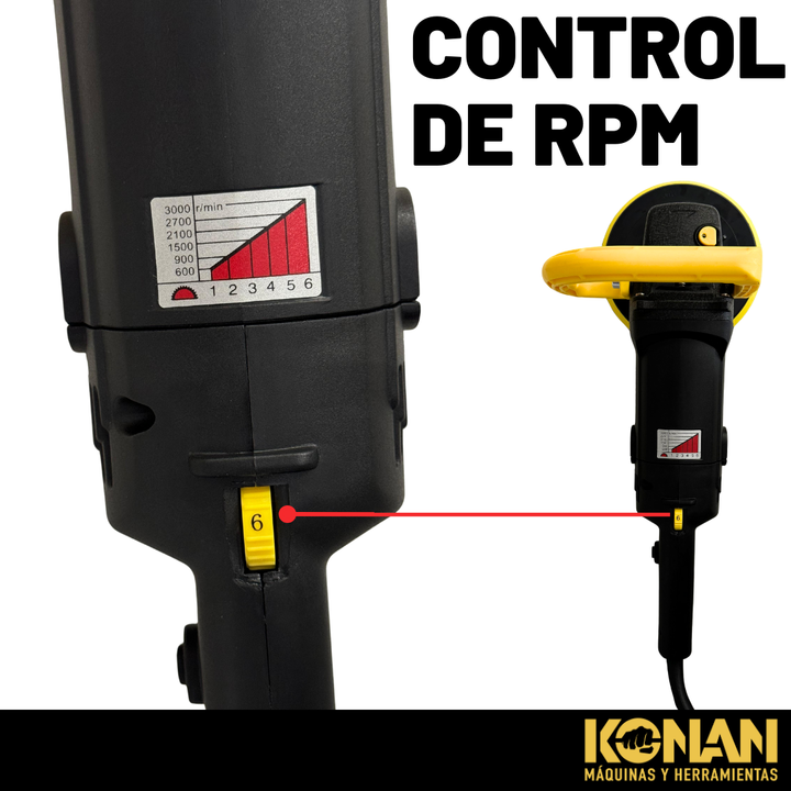 Pulidora lustradora 1400W 180mm con accesorios Konan - Vista 5