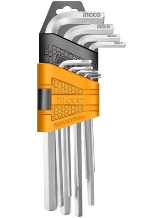 Set Llave Allen Brazo Extra Largo 9Pcs Industrial Ingco HHK11092
