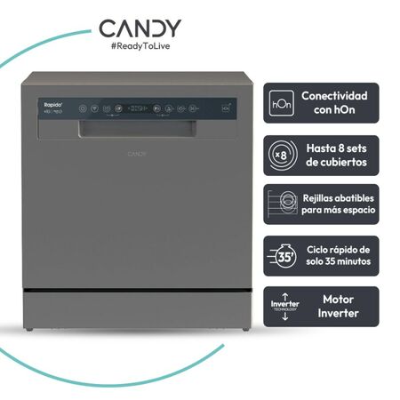 Lavavajilla Candy Inverter Cp8F9Ffa-12  8 Cubiertos Grafito