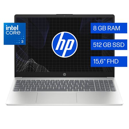 Notebook Hp 15-fd0331l Intel Core 3 8gb Ram 512gb M2 Win 11 Plateado