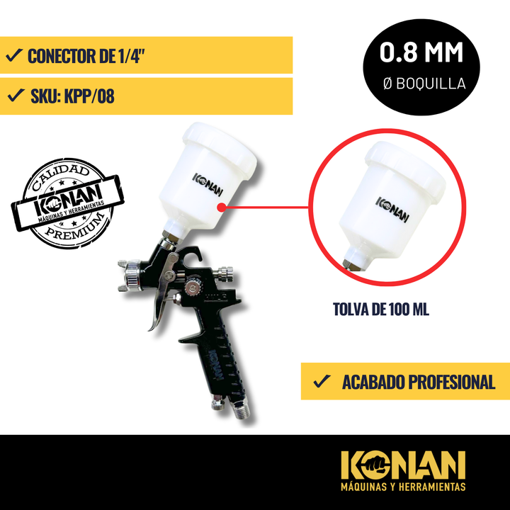 Konan Pistola Soplete De Pintar Hvlp 0.8mm - Vista 4