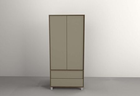 Ropero 0,86m 2 Puertas 2 Cajones Nogal L. Gris C. Tables