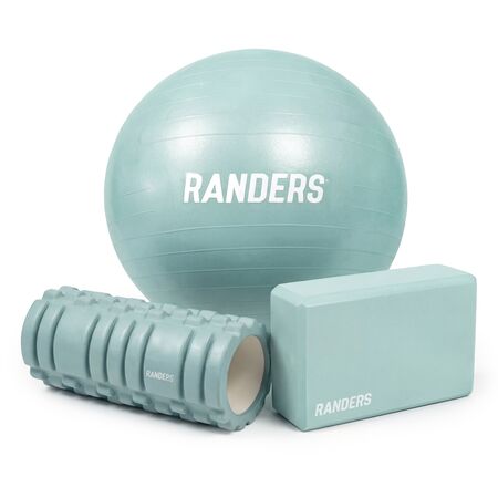Kit Yoga Rolo Masajeador + Ladrillo + Pelota 55cm Celeste Randers