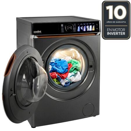 Lavasecarropas Codini 10kg A 7kg inverter 1400 rpm Color Gris