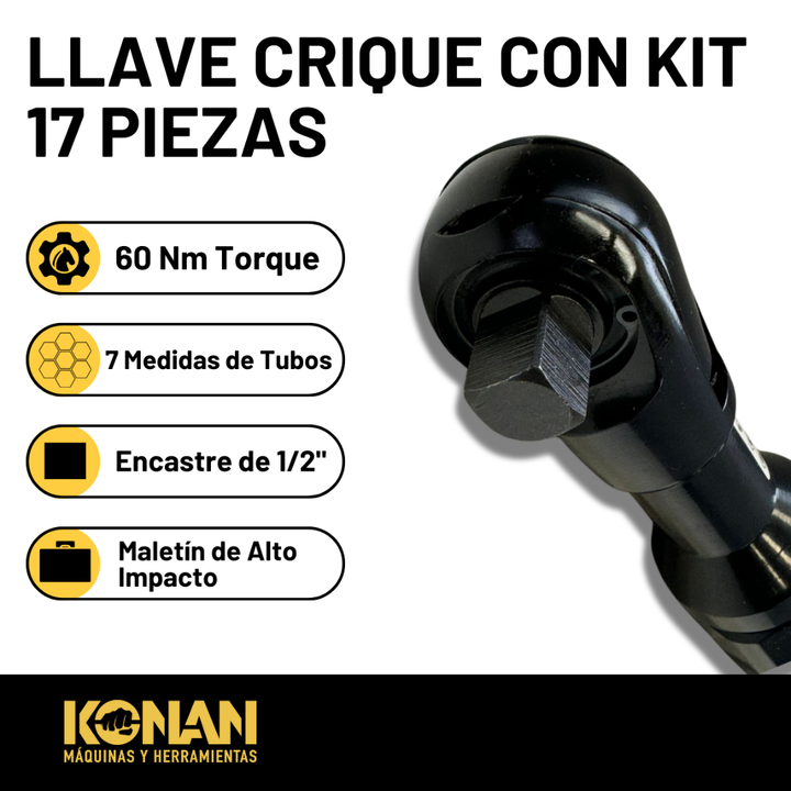 Konan Kit Llave Crique Neumatica 1/2 Con Acc.17piezas Klk/01 - Vista 2