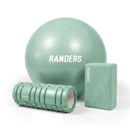 Kit de Yoga Rolo Masajeador + Ladrillo + Pelota Yoga 55cm Verde Pilates Randers Calm Collection