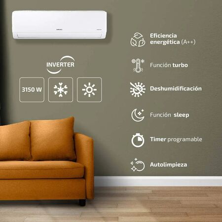 Aire Acondicionado SAMSUNG AR12BSHQAWK2BG 3150W FC INVERTER A