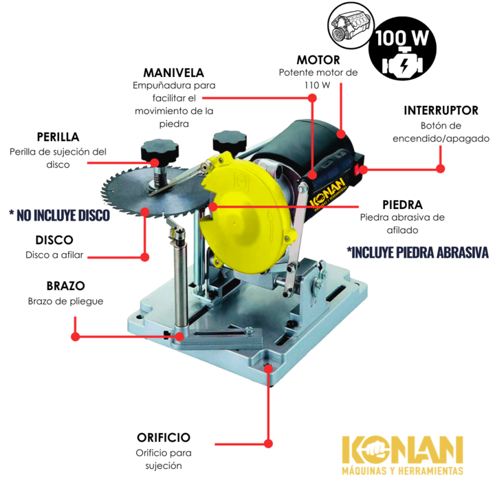Afilador De Hojas De Sierra Ingletadora 110w 90-400mm Konan - Vista 4