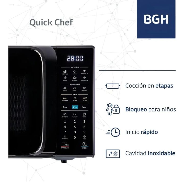 Microondas Digital Bgh B120dn20i 20lt Negro - Vista 5