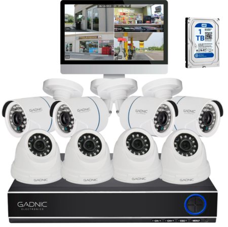 Kit de 8 Cámaras de Seguridad IP Full Hd GADNIC KP2P0040X (P2PKIT14 + 4 P2P00025)