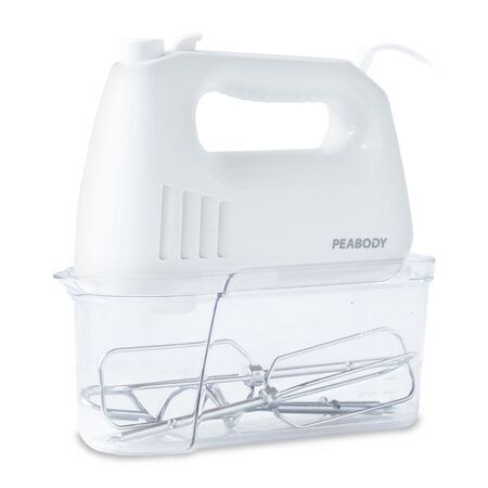 BATIDORA DE MANO PEABODY PE-HMA550 - BLANCA, 300W, 4 VEL, FUNCION TURBO, INC. BATIDOR Y AMASADOR