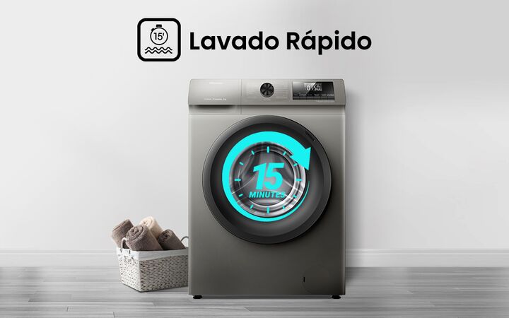 Lavarropas HISENSE WFQP8014T 8kg inverter 1400rpm gris - Vista 5