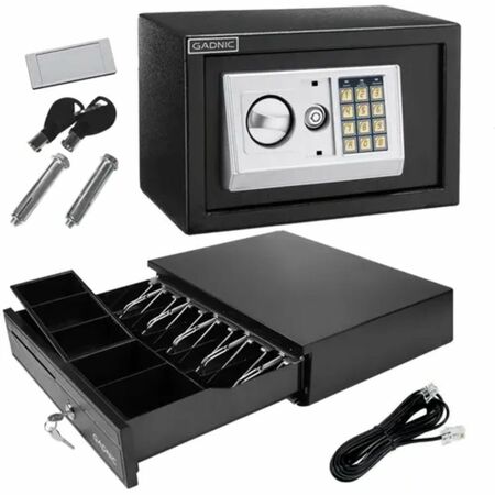 Kit Comercial Gaveta Dinero 5 Billetes G405 + Caja Fuerte E20