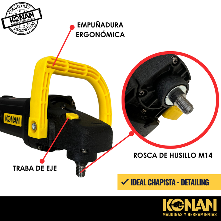Pulidora lustradora 1400W 180mm con accesorios Konan - Vista 4