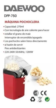 Pochoclera Fabrica De Pochoclo Daewoo 1200w Extra Veloz