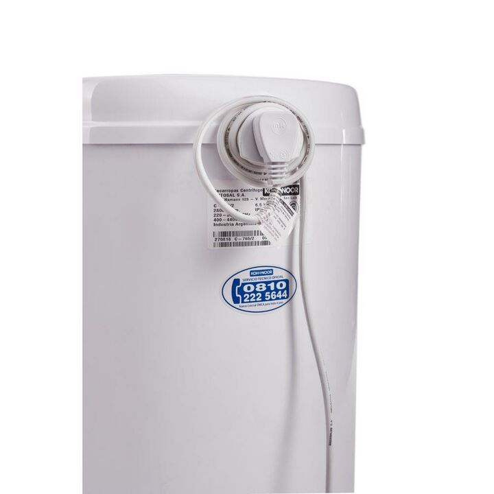 SECARROPAS KOHINOOR C-765/2 VISION - 6.5KG CON RECIPIENTE, BLANCO Y DETALLES VIOLETAS, CENTRIFUGO - Vista 2