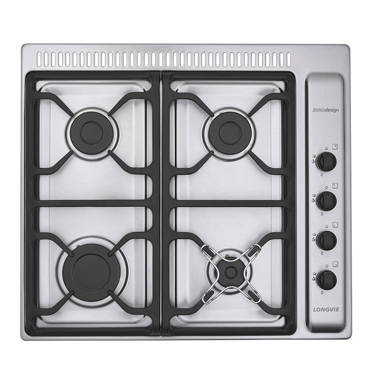 Anafe a gas LONGVIE A6600RXF 60cm acero inox rejilla fundicion ventilacion A+ - Vista principal