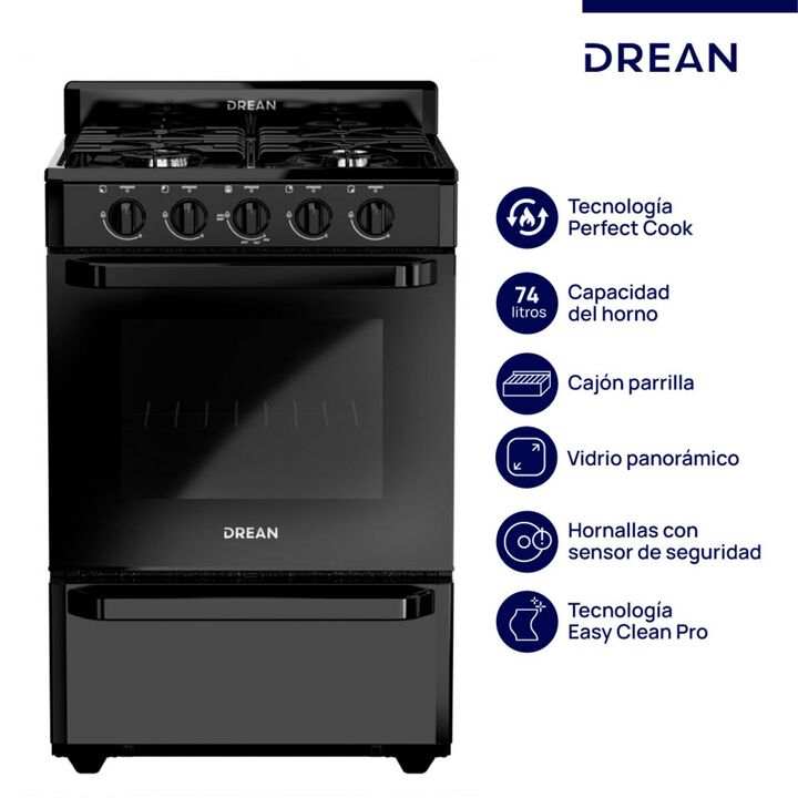 COCINA DREAN CD5602ANO 56CM MG NEGRA C/LUZ ENC - 4609356 - Vista principal