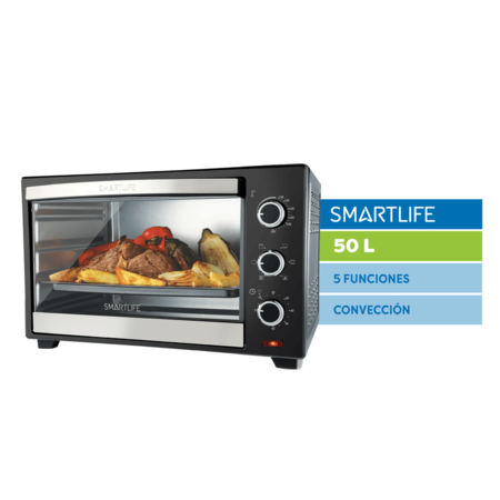 HORNO ELECTRICO SMARTLIFE TO0050PN 50LTS 1600W SPIEDO TIMER NEGRO - 4609317 
