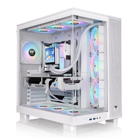Gabinete TT View 380 XL  Mid-Tower TG x2 Fan ARGB x1 Reverse Fan x3 Snow (9682)