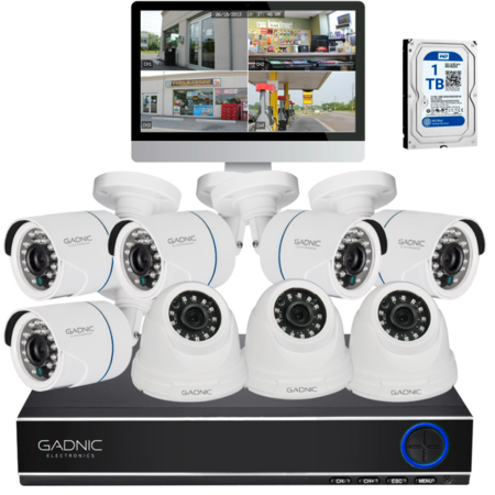 Kit de 8 Cámaras de Seguridad IP Full Hd GADNIC KP2P0040X (P2PKIT14 + 1 P2P00033 + 3 P2P00025)