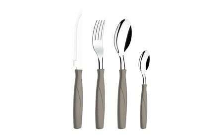 Set Cubiertos en Acero Inox. c Mango Plastico de 16 Pz Itaparica Gris Brinox 6000499