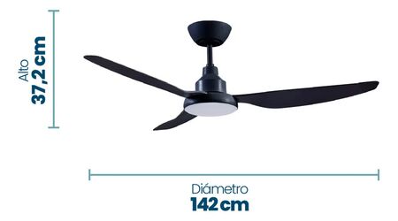 Ventilador de Techo Philco TEN56315LN 56" Negro 3 palas luz control