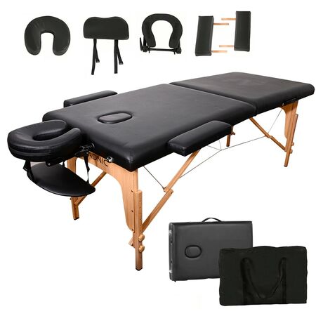 Camilla Para Masajes Negra Gadnic Profesional Hasta 225kg 185x70cm Plegable