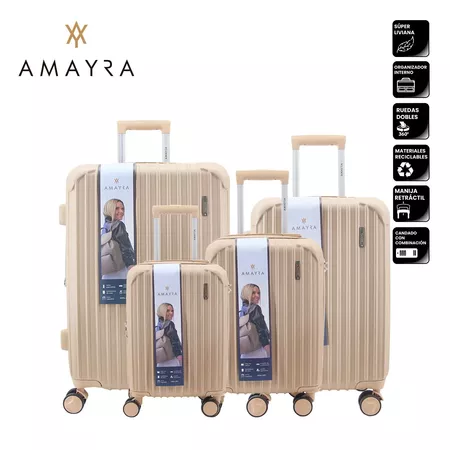 SET VALIJAS DE 4 VALIJAS 18 20 24 28 ABS ORO AMAYRA