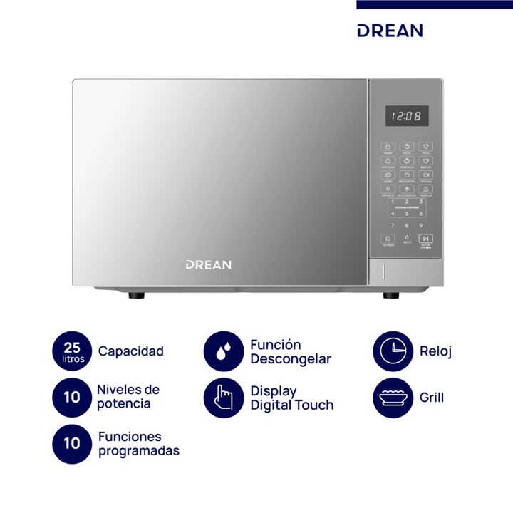 MICROONDAS DREAN HMD25ARSBO 25L.10 NIVELES DISPLAY TOUCH SILVER - 4609384  - Vista principal