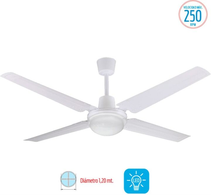 Ventilador De Techo Liliana Vthb114 5 Velocidades Con Luz Mt Bl - Vista 1