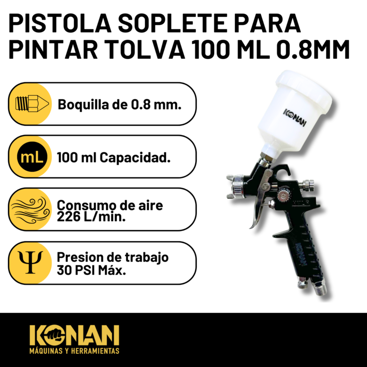 Konan Pistola Soplete De Pintar Hvlp 0.8mm - Vista 2