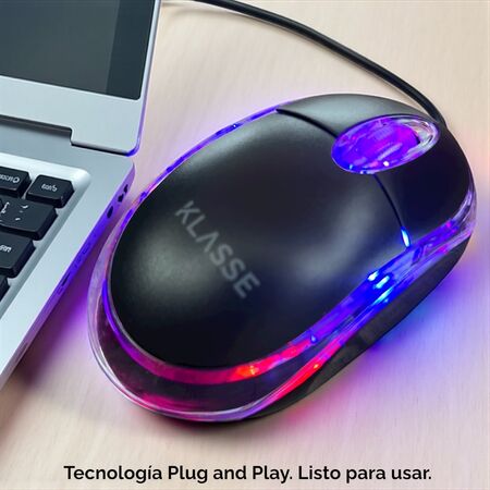 Mouse Optico LED Klasse cable USB (KS1201BK)