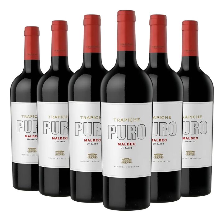 Vino Trapiche PuroMalbec750ml  Packx6 - Vista 2