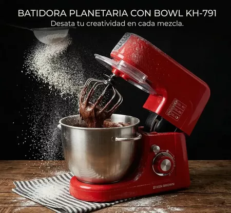 Batidora Planetaria De Pie Ken Brown Kh-791 Roja 10vel 800w Funcion Turbo