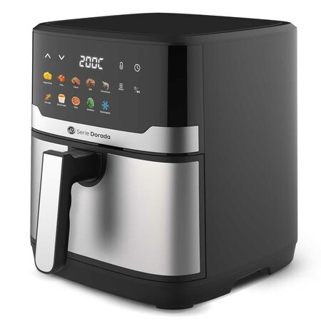 Freidora De Aire Serie Dorada 7.5 Ltr - 1700w Display Digital - Cuerpo Frontal De Acero Inoxidable