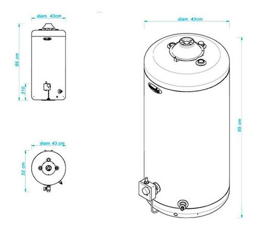 Termotanque Escorial 80l Multigas Conexión Superior  - Vista 4