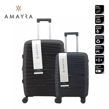 Set Valijas Negro Amayra PP 20 y 24