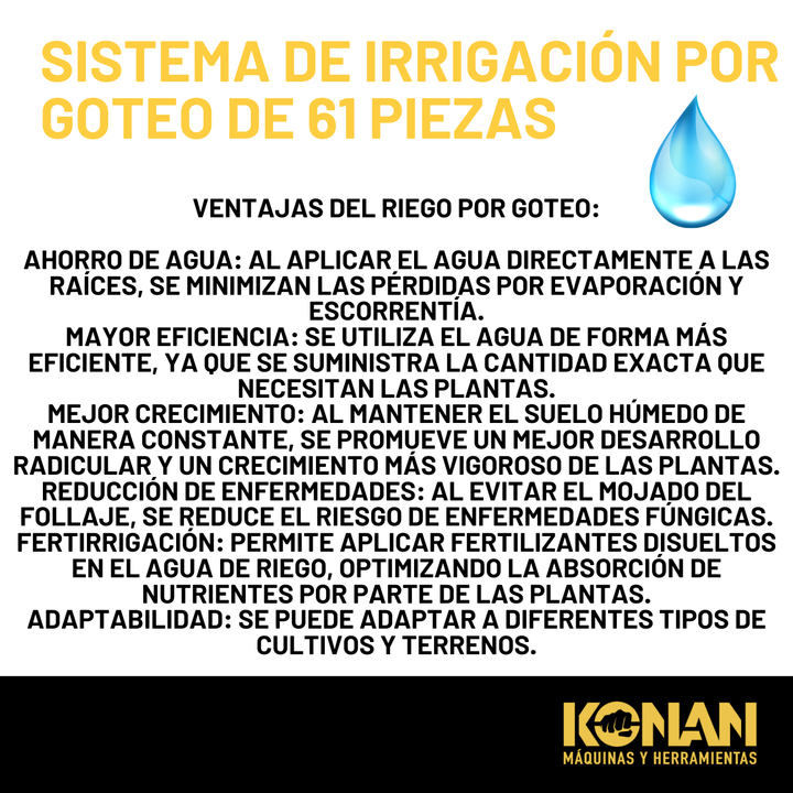Sistema de Irrigación Por Goteo de 61 Piezas Konan - Vista 7