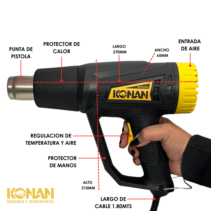 Pistola De Calor Konan 2000W Maletín + 5 Accesorios - Vista 3
