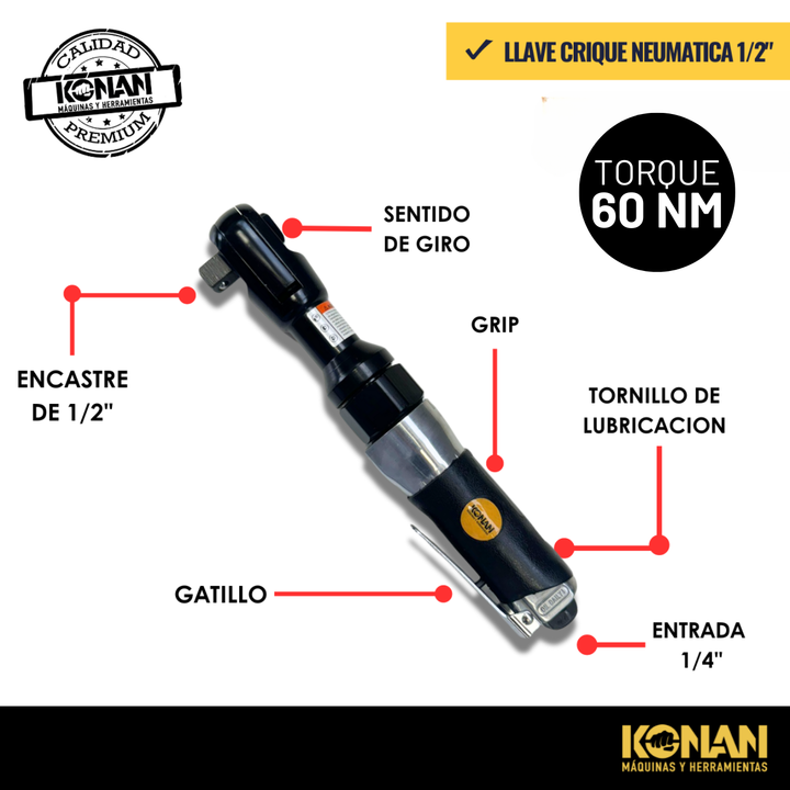 Kit De Herramientas Neumáticas Prof 71 Pcz Konan - Vista 7