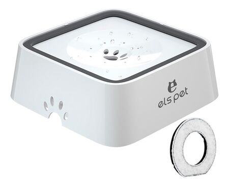 Bebedero Para Perro Els Pet 2 Litros Antisalpicaduras Blanco