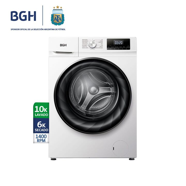 Lavasecarropas BGH BWDN10W25AR Inverter 10kg6kg 1400RPM Blanco - Vista 2